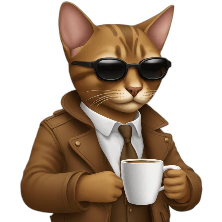 gangster-with-a-Abyssinian cat-gun-and-sunglasses-drinking-coffee emoji