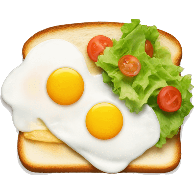 Toast with fried egg and salad emoji