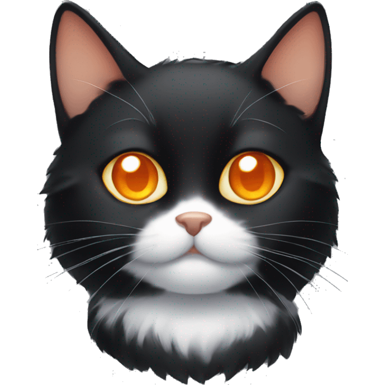  cute black cat with orange eyes emoji