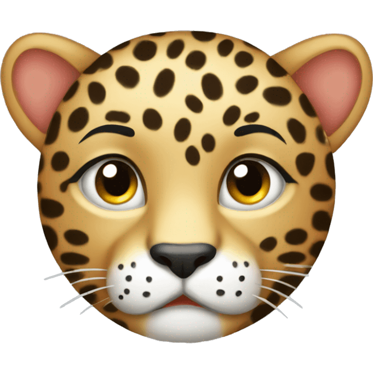 Tired and cute leopard emoji