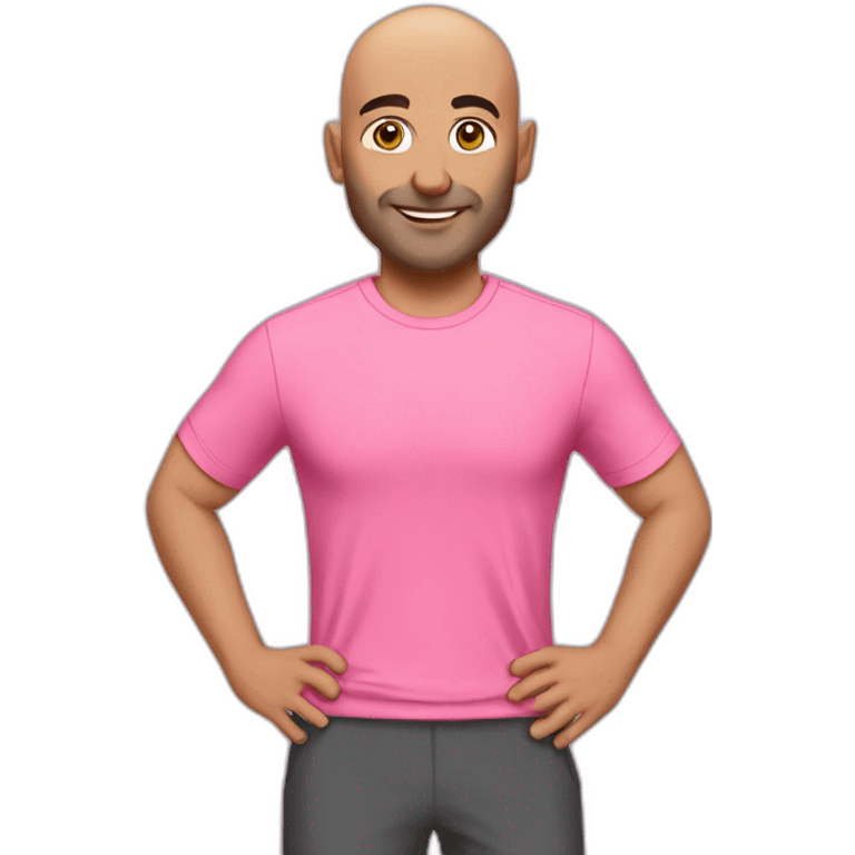 Bald Lebanese agile coach with posture and pink tshirt emoji