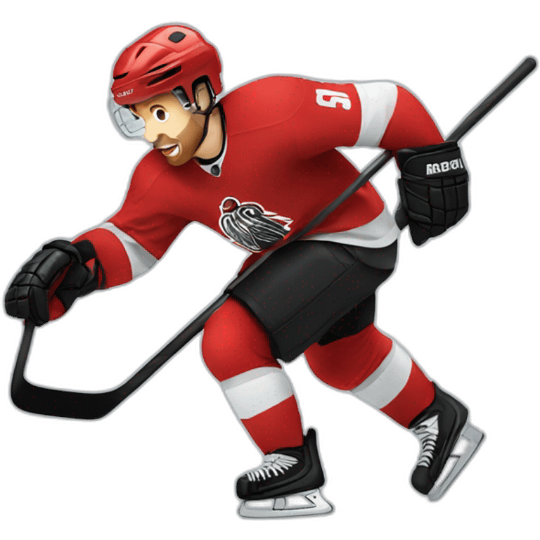 hockey player wearing red emoji