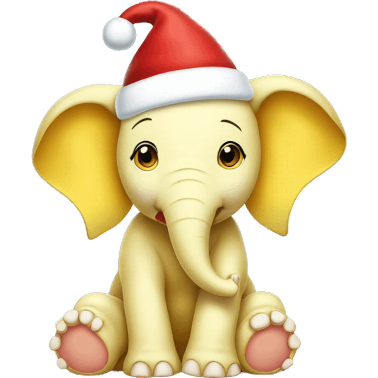 baby yellow elephant wearing Santa hat emoji