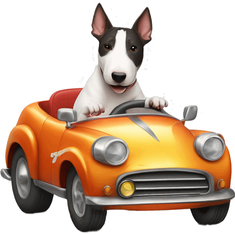 bull terrier driving sports car cool emoji