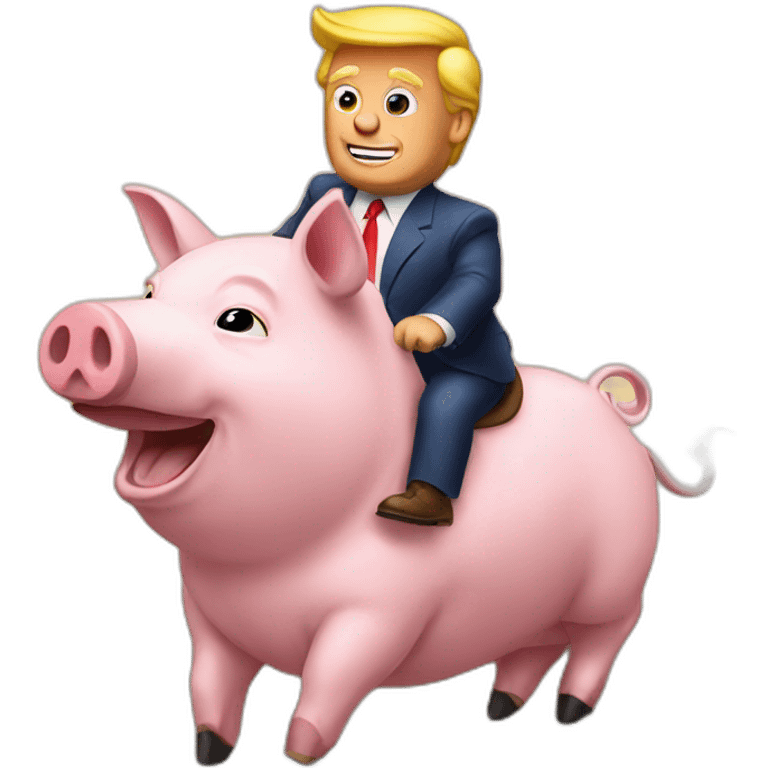 Donald Trump riding a pig emoji