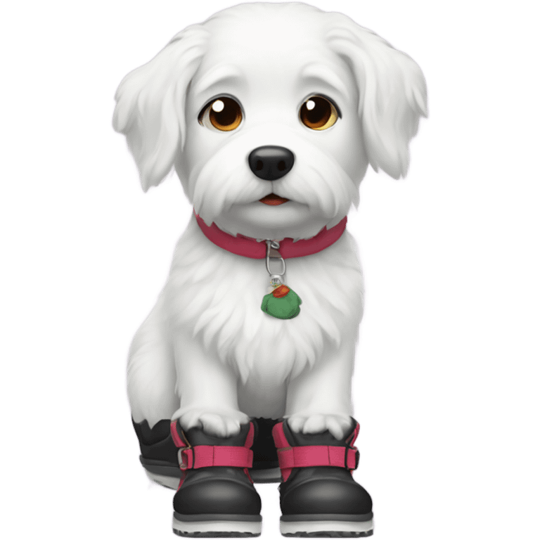 White dog in snow boots  emoji