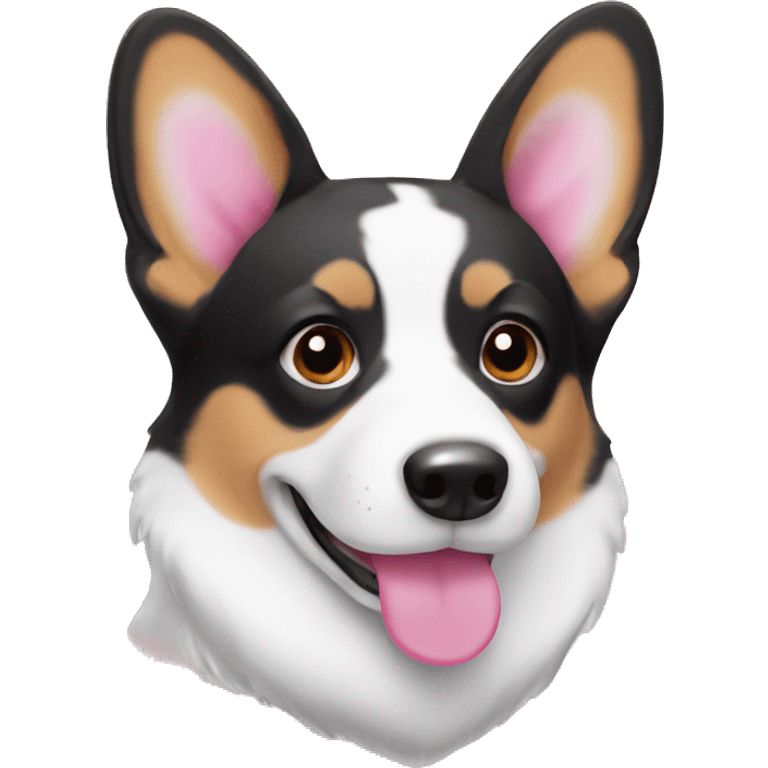 Black and white corgi with pink collar emoji