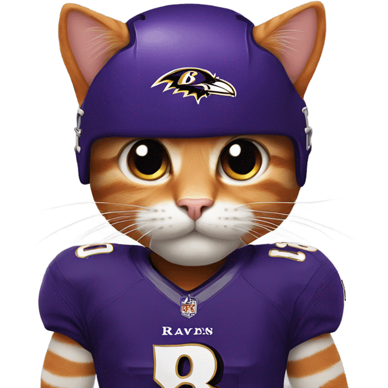 Orange cat in Baltimore Ravens jersey  emoji