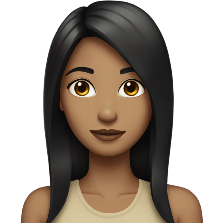 black straight hair, beige skin  emoji