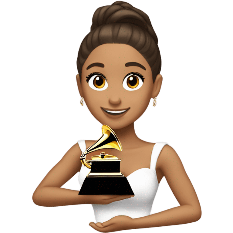 ariana grande holding grammy emoji