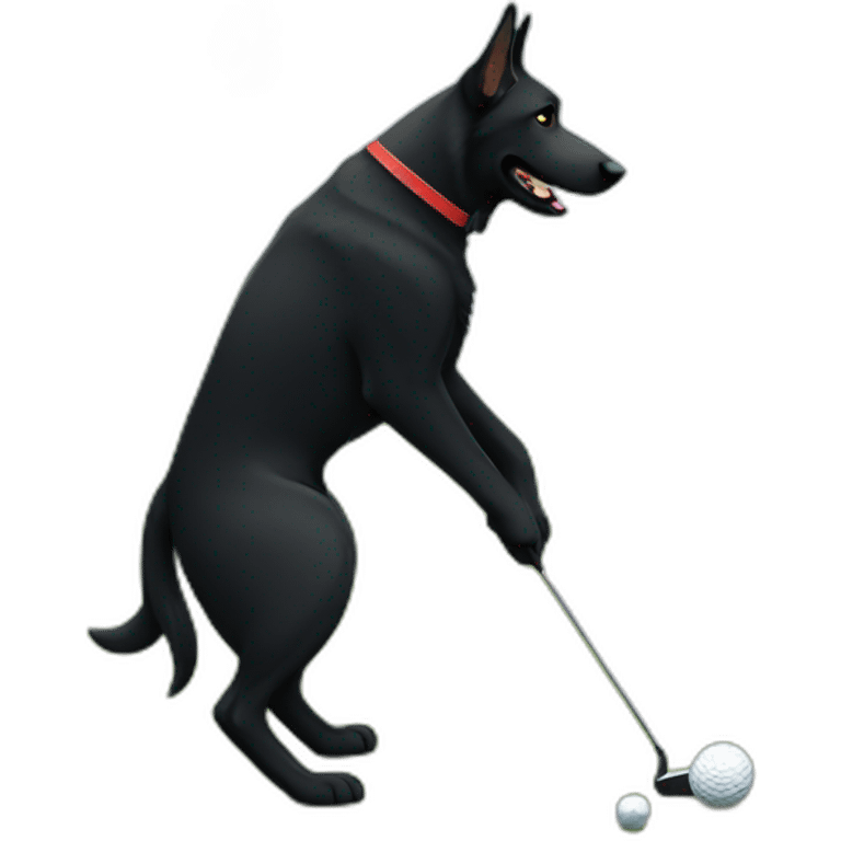 Black German shepherd golfing emoji