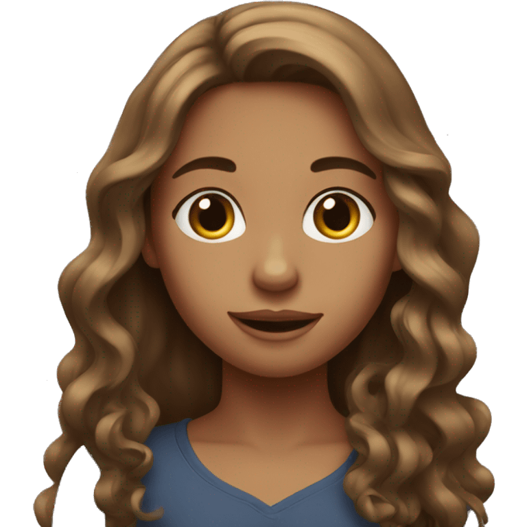 Girl with long brown wavy hair emoji