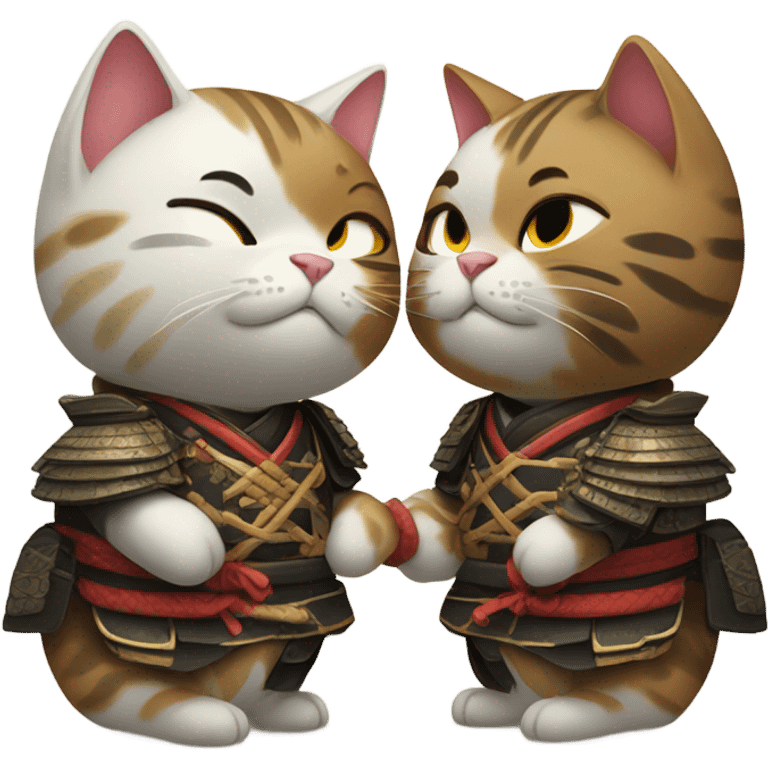 Samurai cat kissing emoji