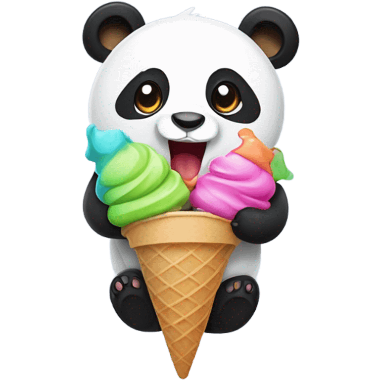 Panda eating ice cream emoji