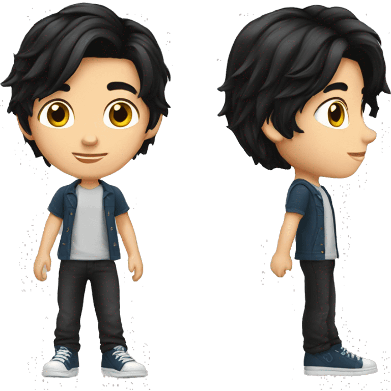 european teenager boy long black hair emoji