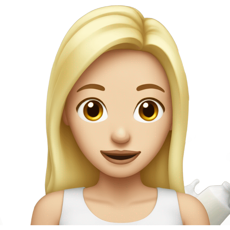 Blonde woman with milk spilled on her face emoji