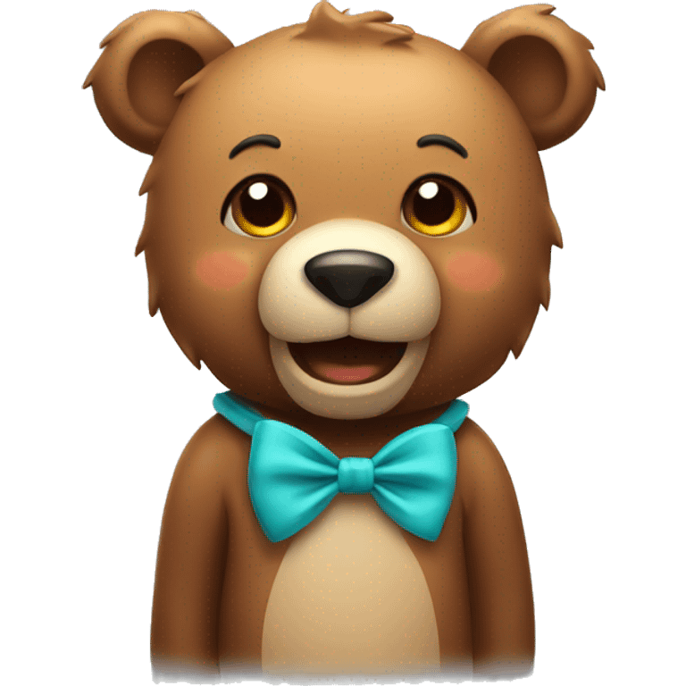 Bear happy with bow emoji