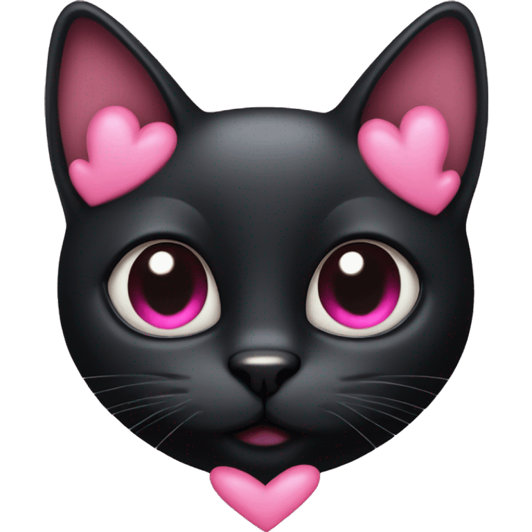 Black cat and pink heart emoji