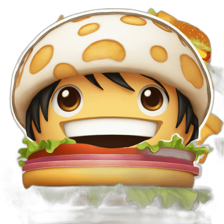 Luffy qui attaque un burger de nami emoji