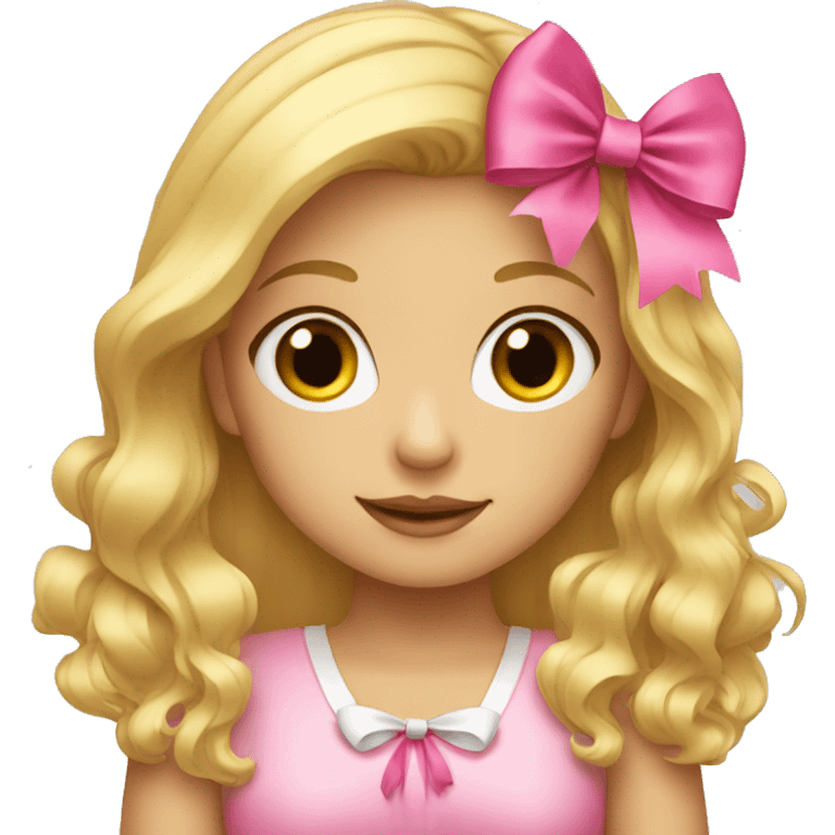 Blonde girl with a pink bow  emoji