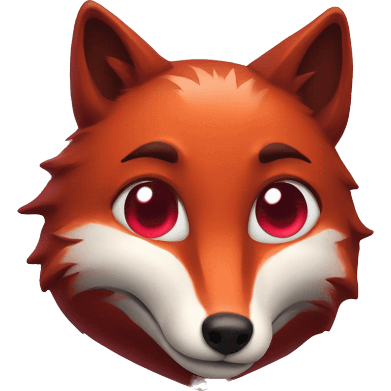 dark red fox face with tiny red heart instead of eyes emoji