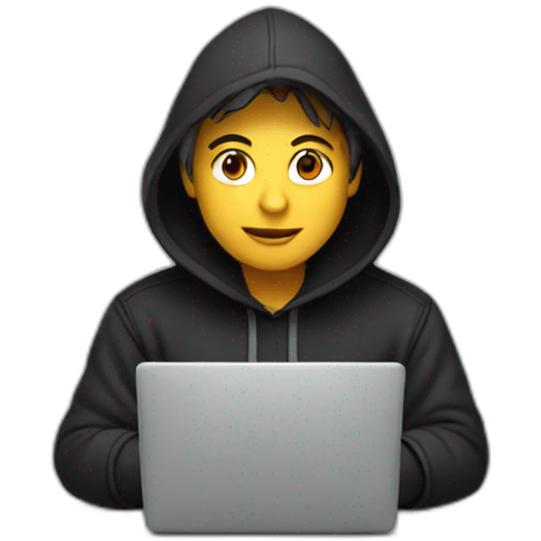 Techie with a black hoodie working on a laptop emoji