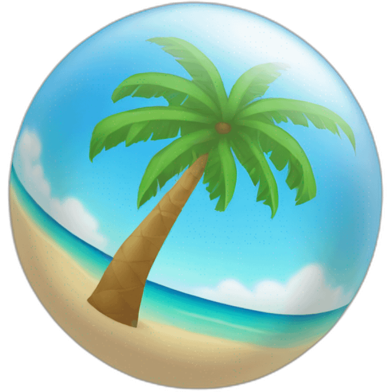 palm tree beach ball on beach emoji