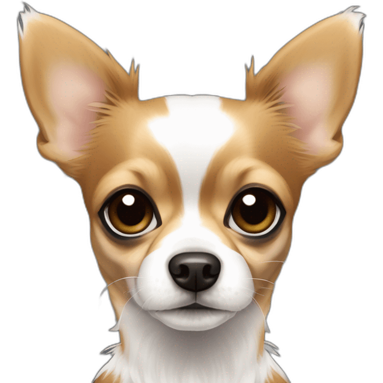 Black tan papillon long hair Chihuahua dog with some white markings chest and a snout forehead is black emoji