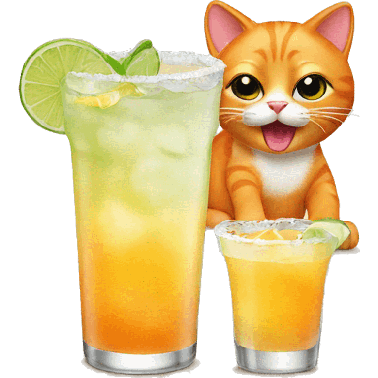 orange cat drinking a margarita  emoji