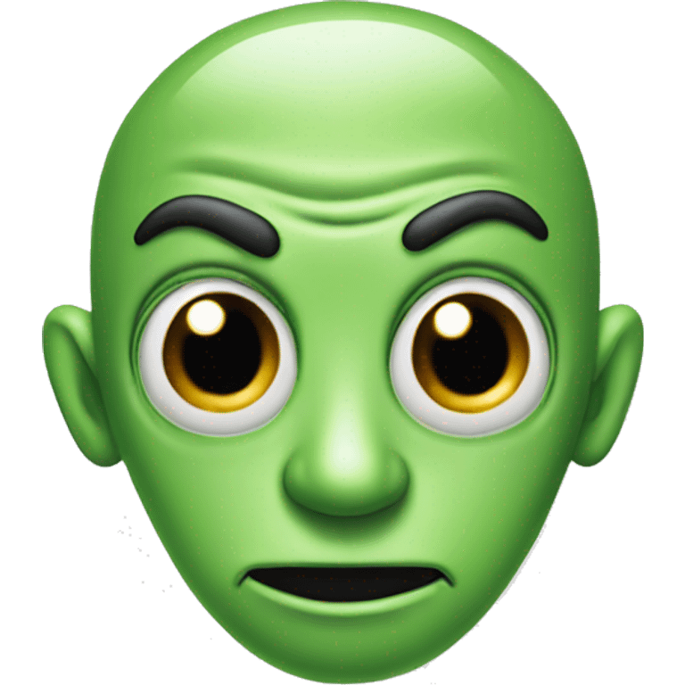 Green alien with mustache and unibrow emoji