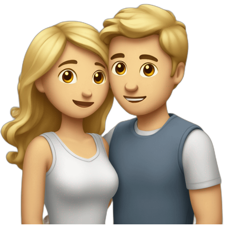 Homme et femme se faisant un calin emoji