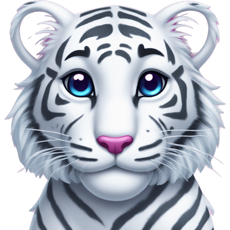 Cutest rainbow Lisa frank white tiger emoji