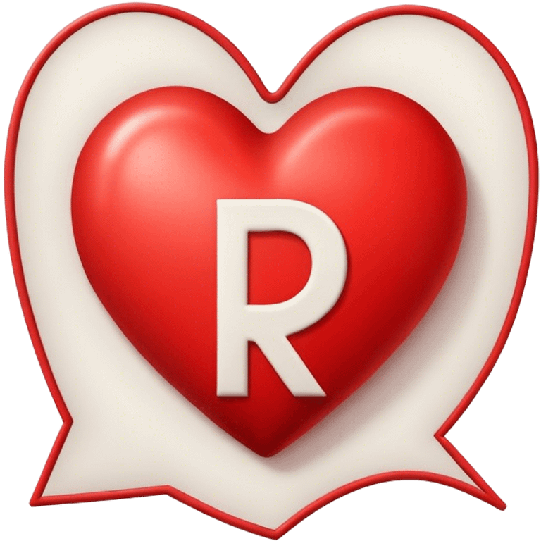 A big red heart with the letter R in in emoji