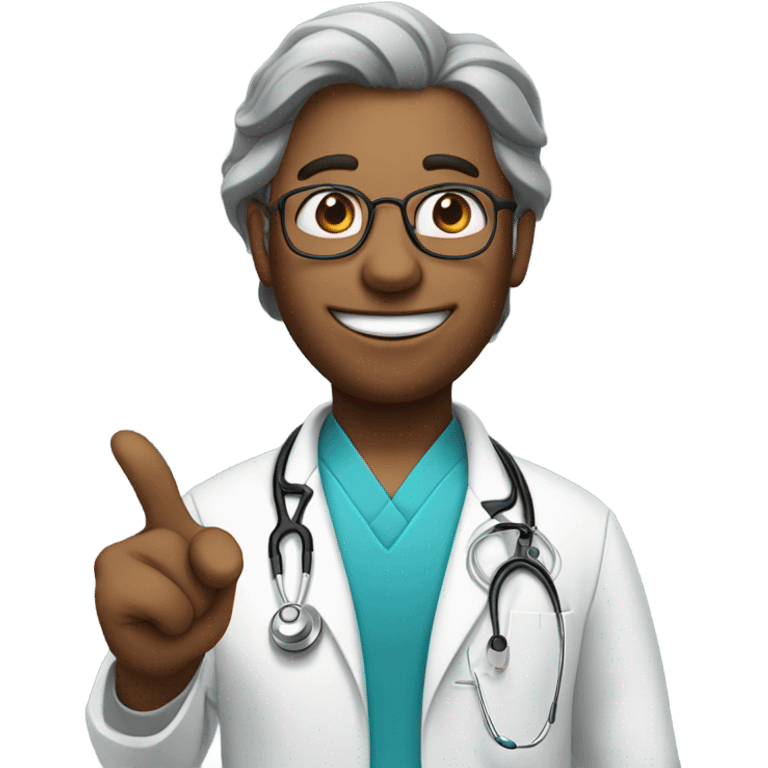 A doctor face emoji with:

Long hair
Stethoscope around the neck
Smiling warmly
Pointing at you as if explaining something emoji