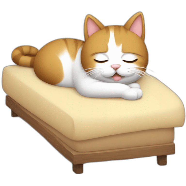 Gato gordo durmiendo en cama emoji