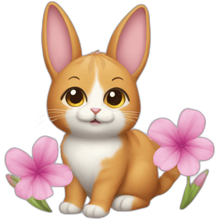 cat bunny flower emoji