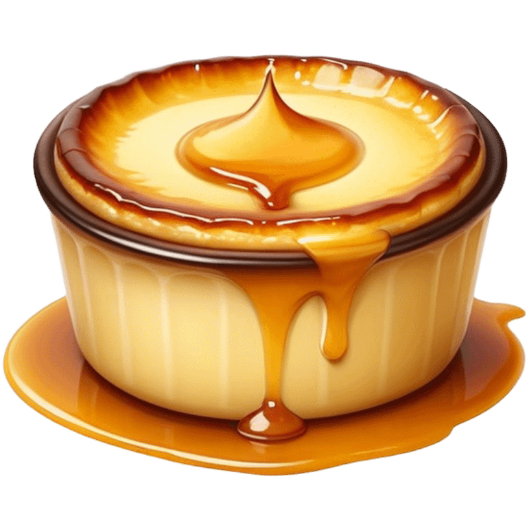 Cinematic Realistic Cr√®me Br√ªl√©e Dessert Emoji, depicted as a rich custard with a perfectly caramelized sugar top rendered with exquisite textures and warm, inviting lighting. emoji