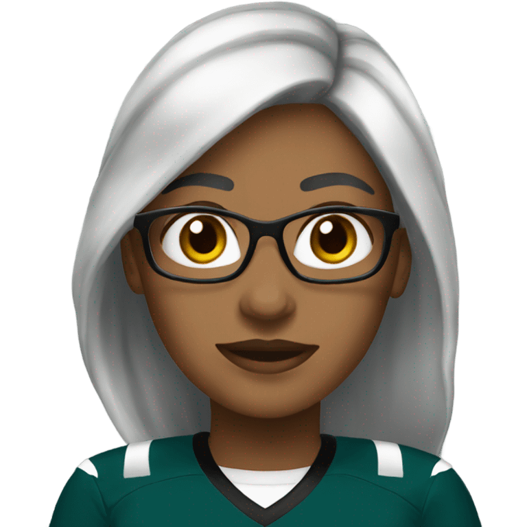 woman wearing eagles gear - black hair  emoji