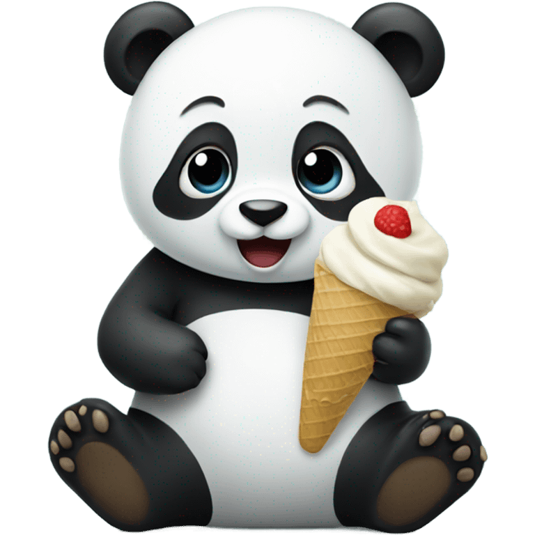 Panda eating ice cream emoji