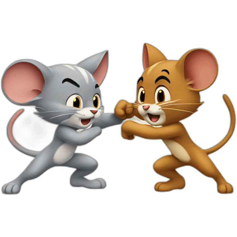 Tom and Jerry fight emoji