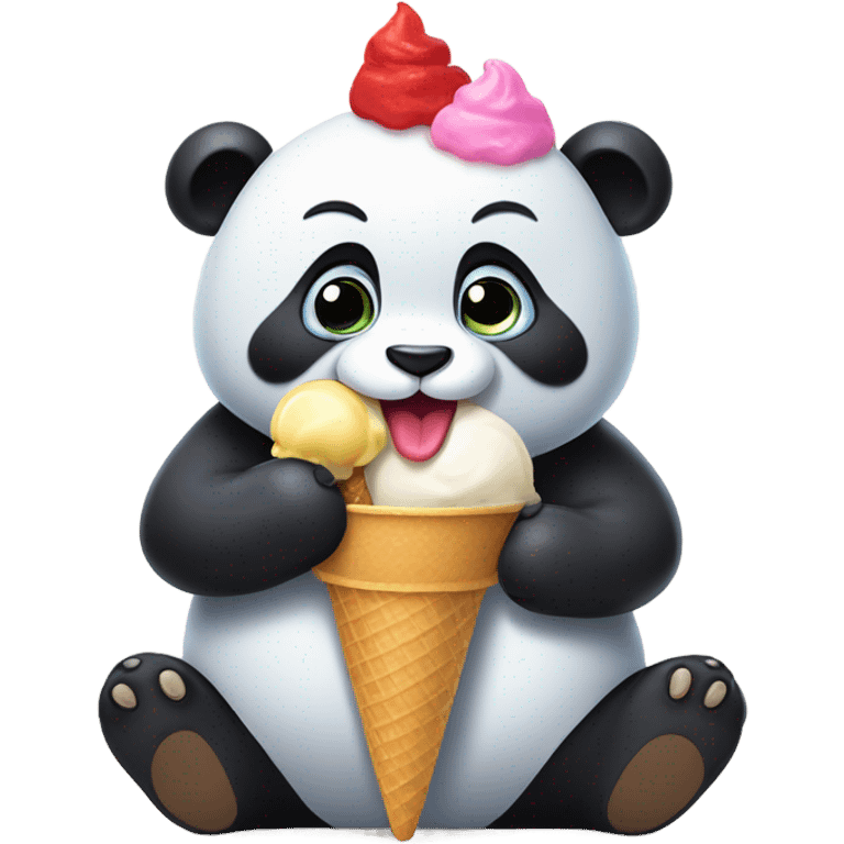 Panda eating ice cream emoji