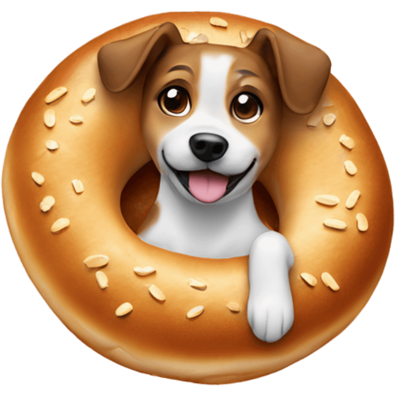 Dog on top of a bagel emoji