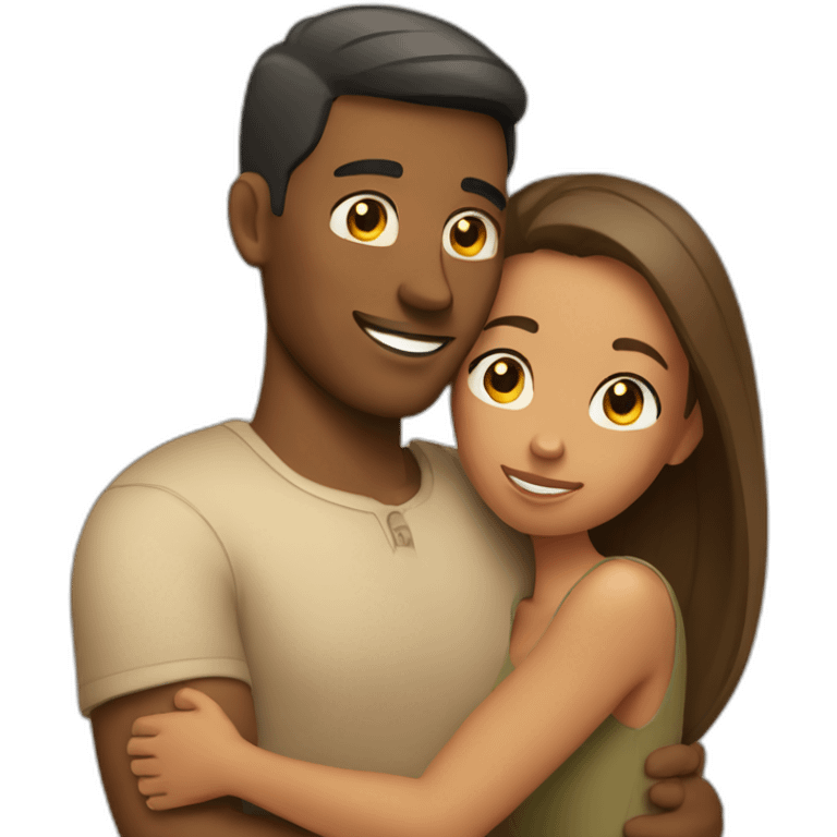 Tan Woman hugging boyfriend emoji