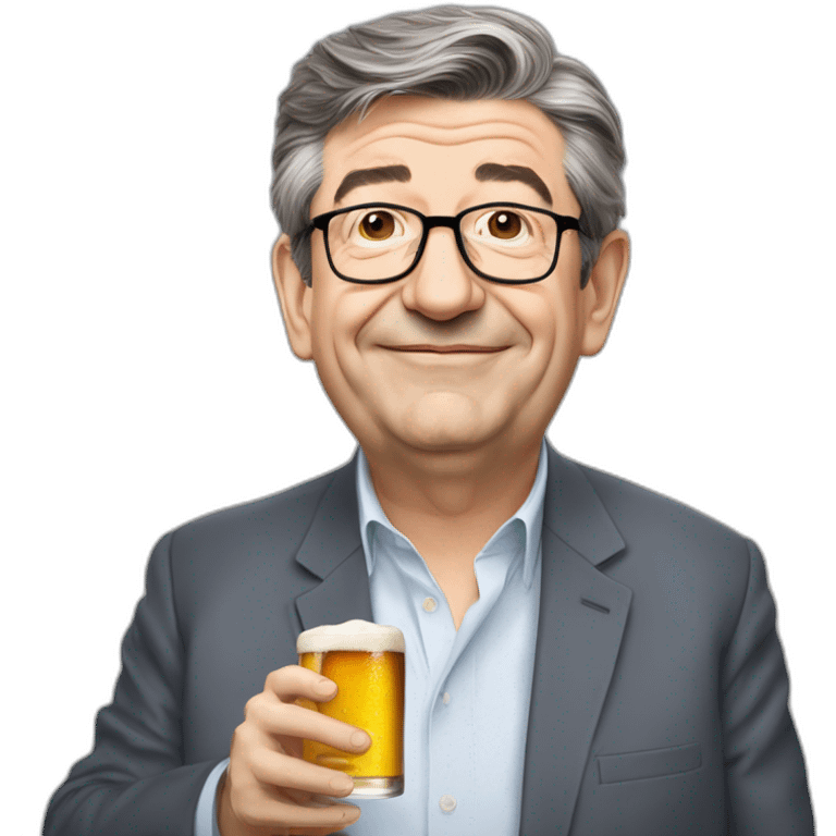 Poutinebois une bière avec Jean-Luc Melenchon emoji