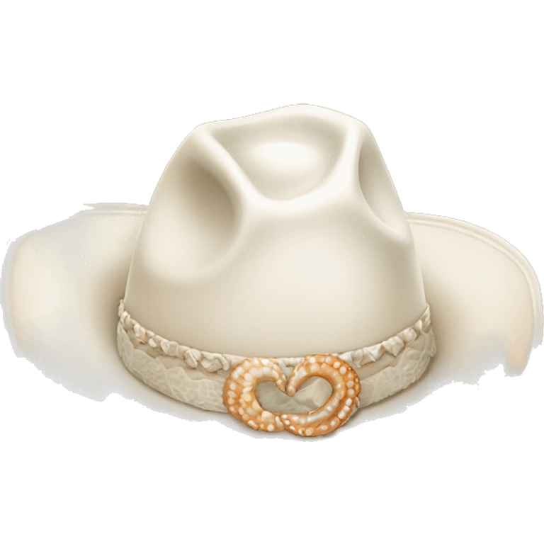 White cowgirl hat with seashell band emoji