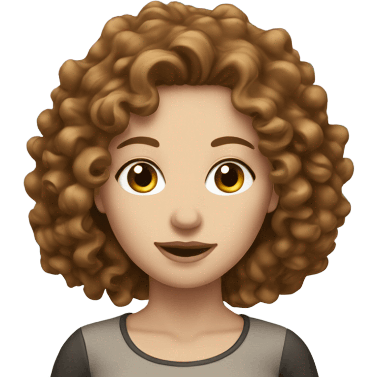 gorgeous white woman with long brown curly hair emoji