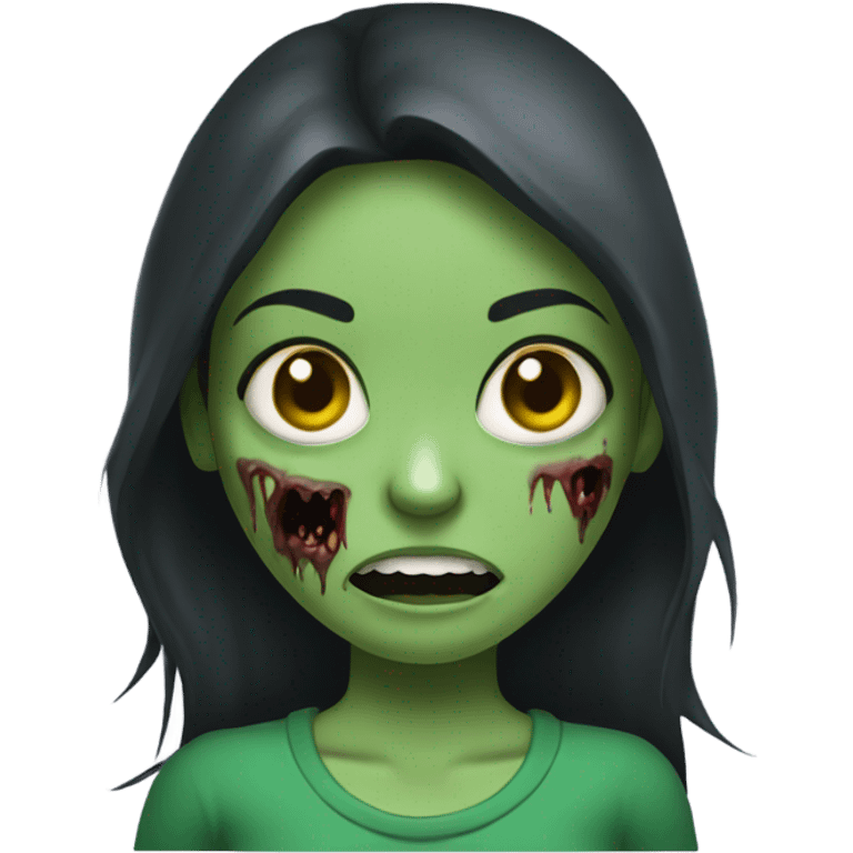 Brunette zombie girl in horror green creppy emoji