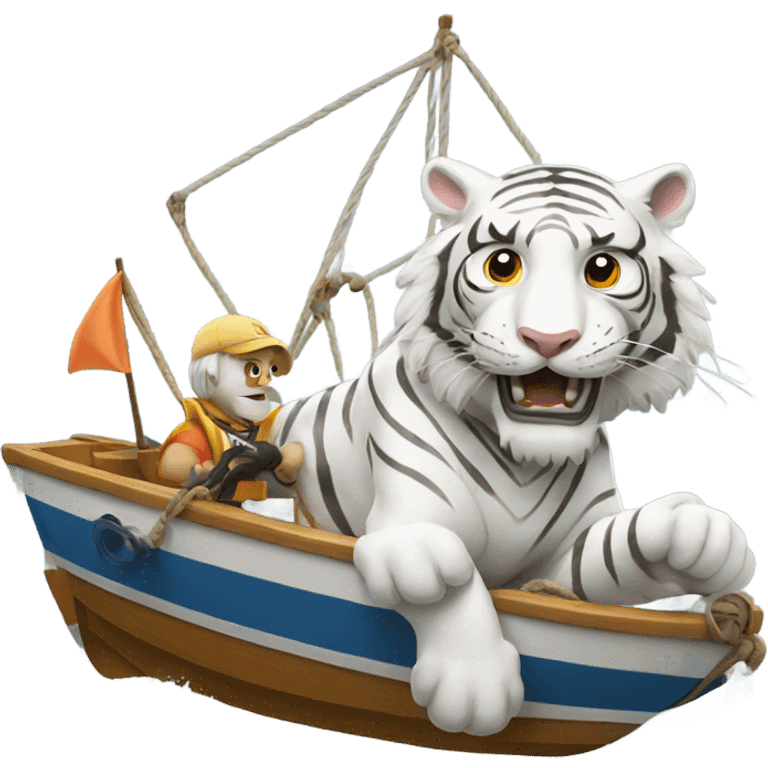 White Tiger towing a boat emoji