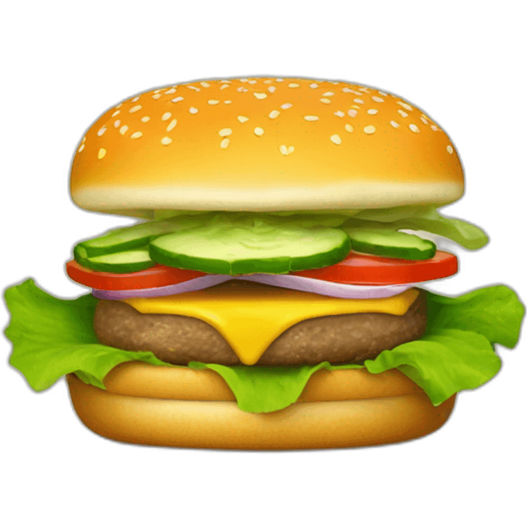 Cheeseburger with lettuce, onion, pickles, special sauce emoji