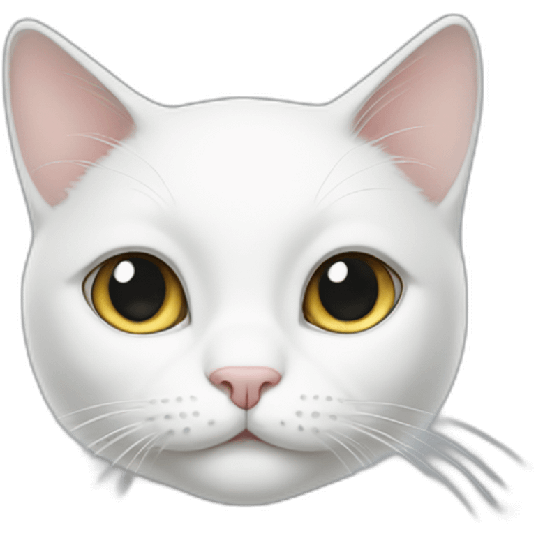 white cat with gray spot emoji